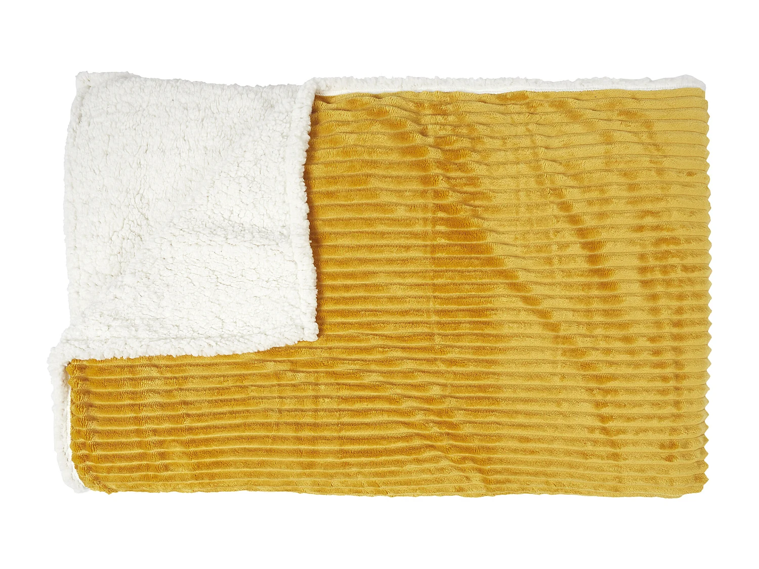 Plaid Flanelle Cotele Sherpa Moutarde 180x220cm Jaune