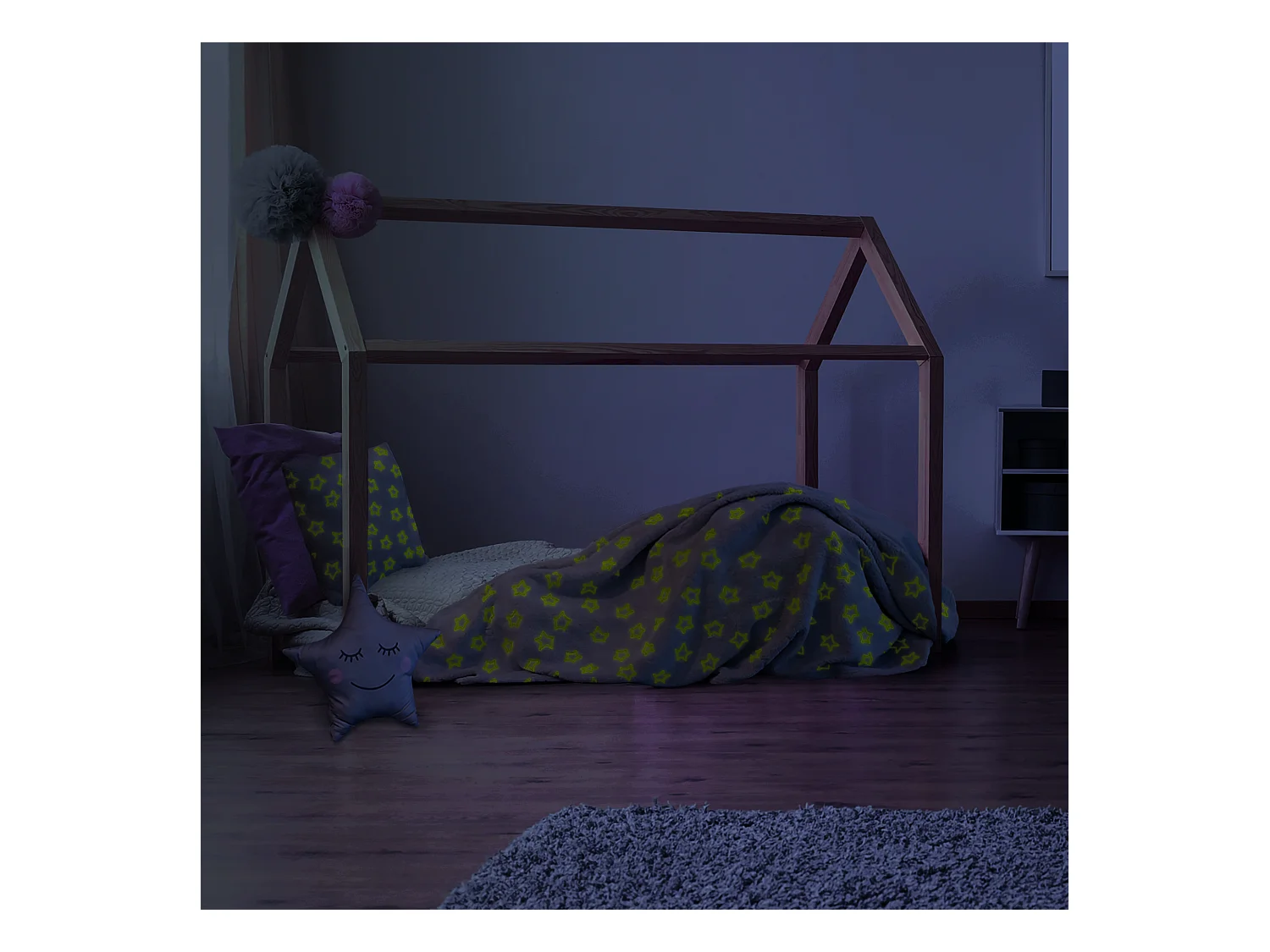 Phosphoreszierende Polyesterdecke Sterne 120 x 150 cm