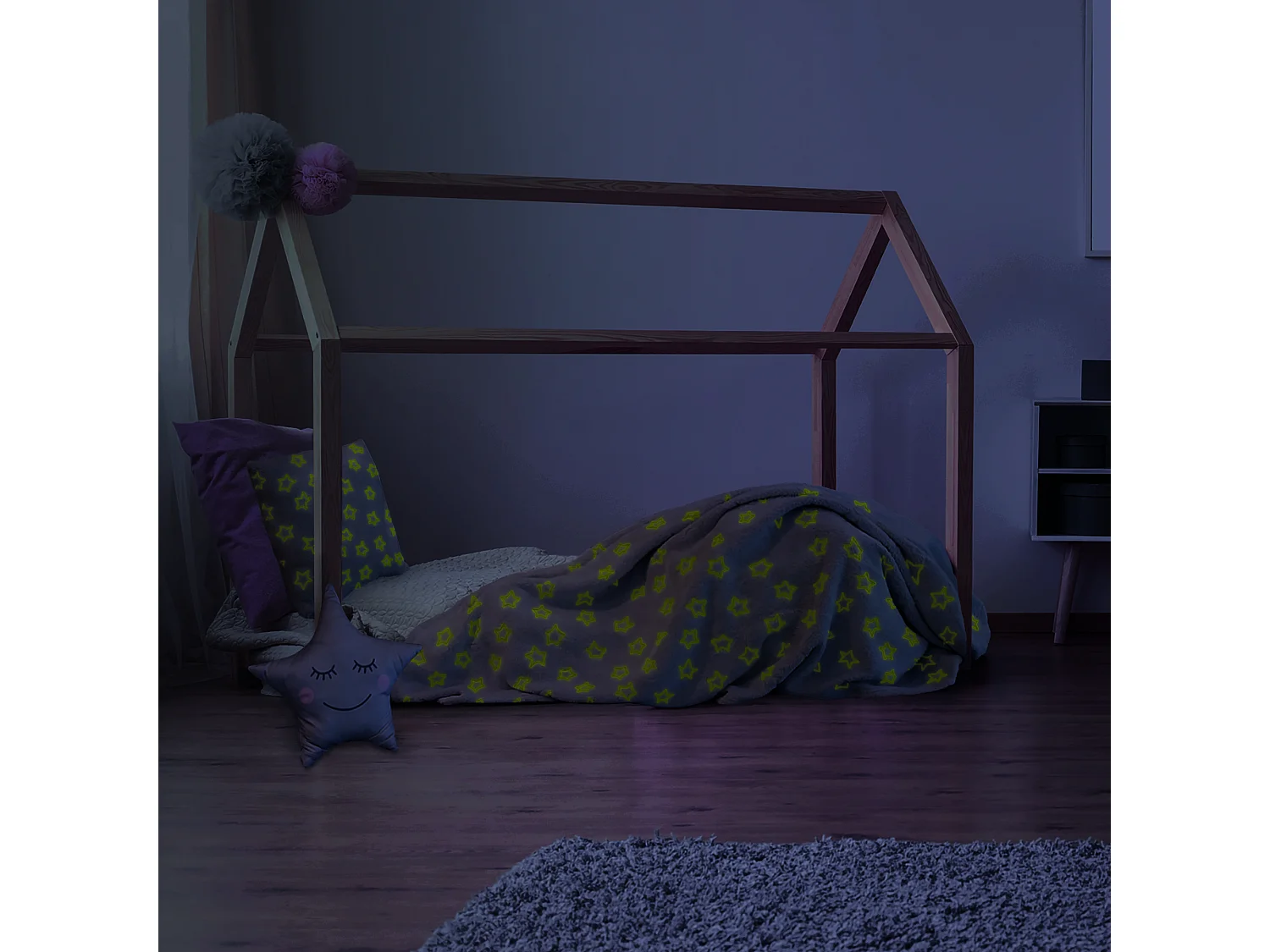 Phosphoreszierende Polyesterdecke Sterne 120 x 150 cm