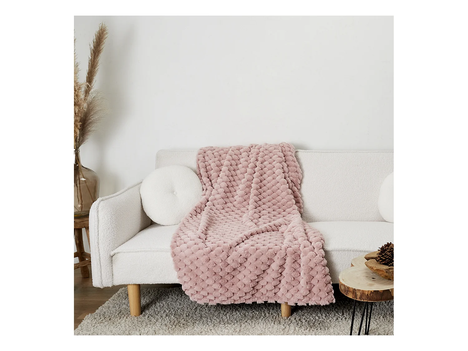 Plaid Imit Fourrure Oppulence Rose 120x150cm Rose