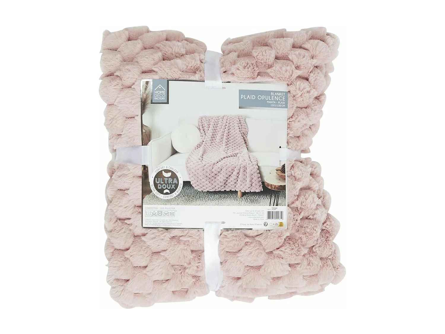 Plaid Imit Fourrure Oppulence Rose 120x150cm Rose