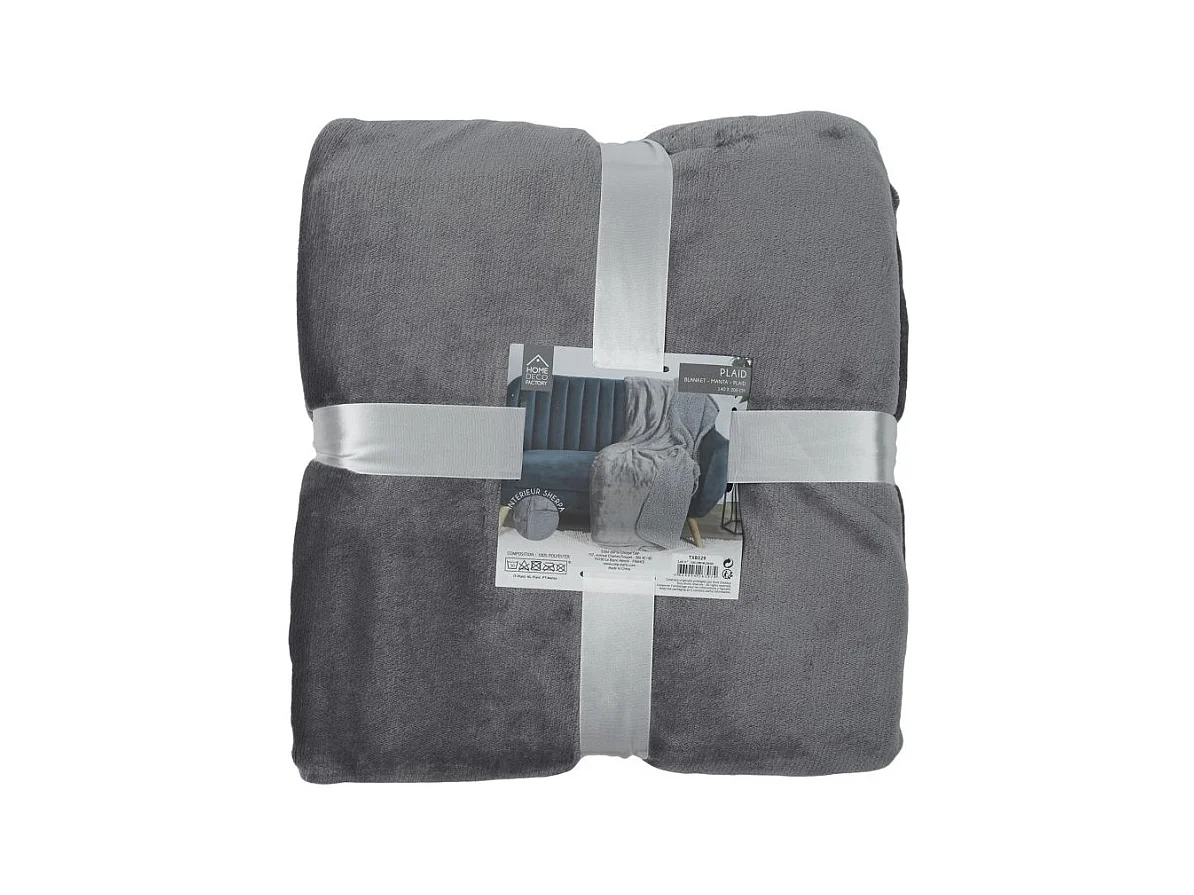 Plaid Flanelle Sherpa Gris Xxl 140x200cm Gris
