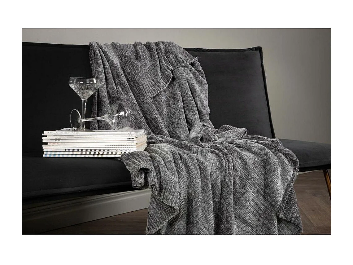 Plaid Chenille "Ally" 130x170cm Gris Foncé