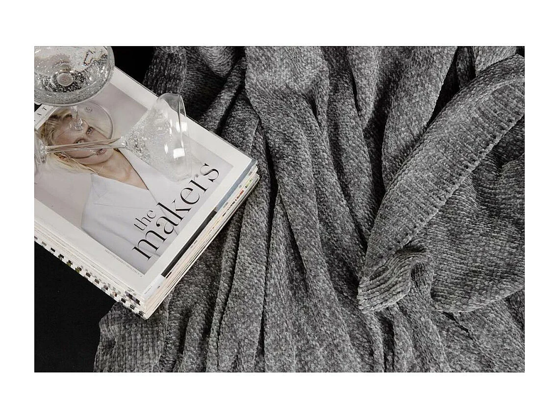 Plaid Chenille "Ally" 130x170cm Gris Foncé