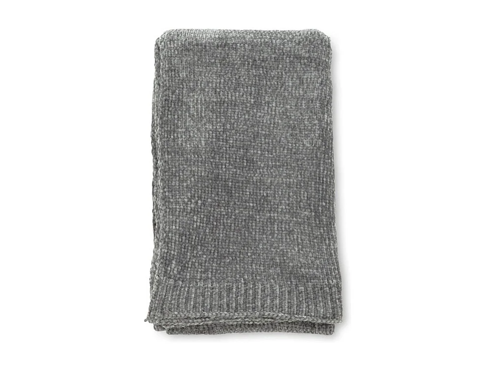 Plaid Chenille "Ally" 130x170cm Gris Foncé