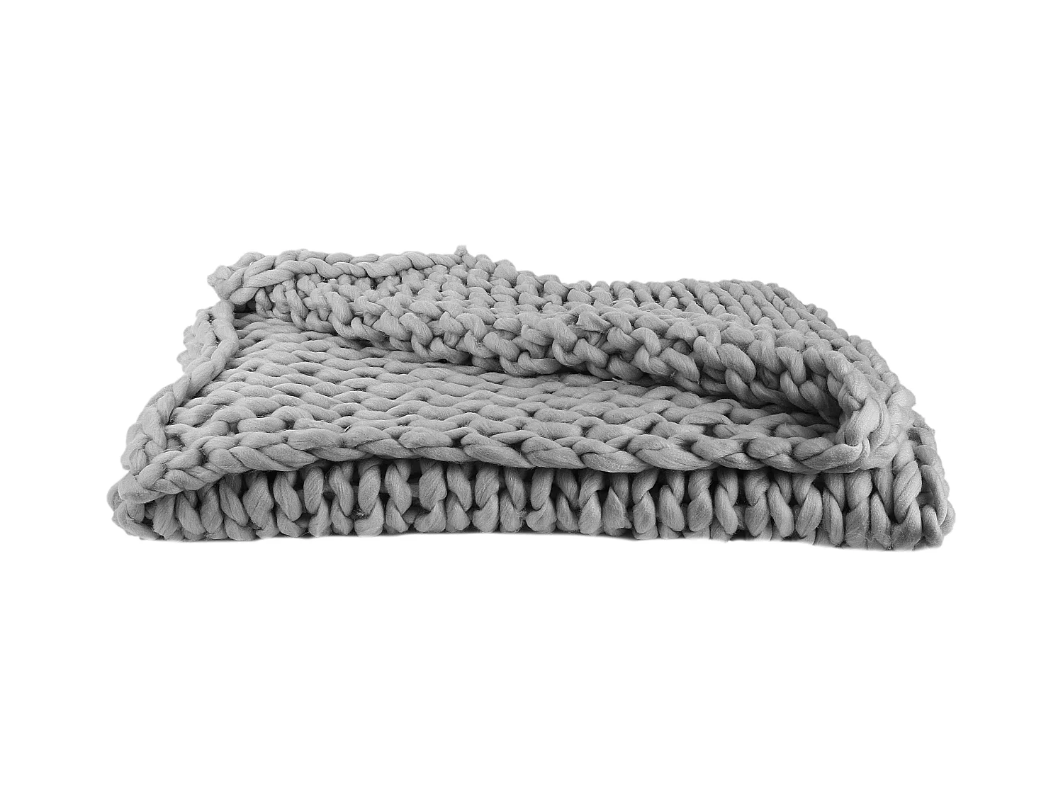Plaid Grosse Maille Chunky Gris 120x150cm Gris