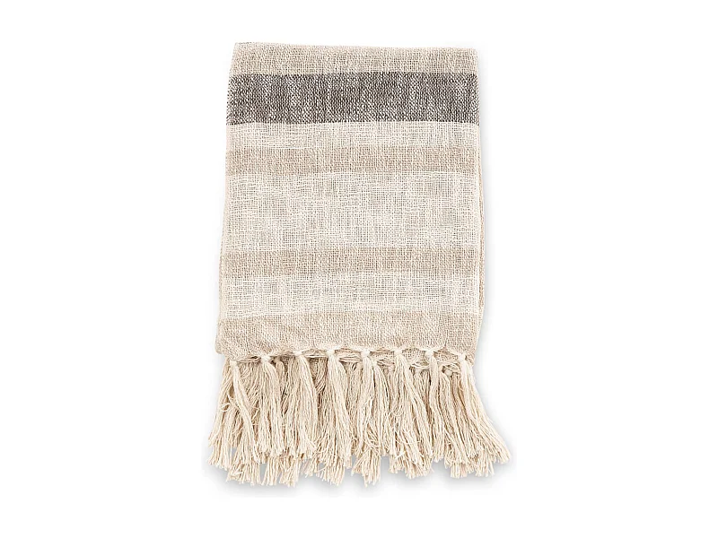 Plaid à Franges "Sandy" 130x170cm Beige