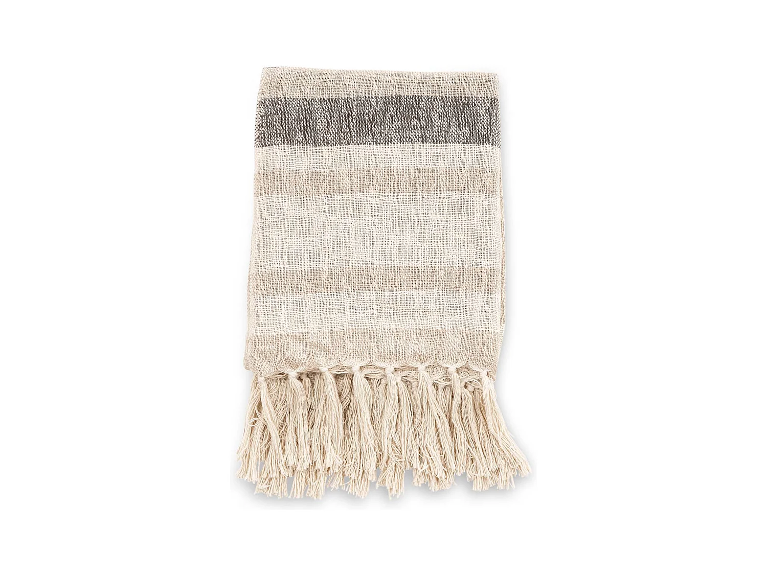 Plaid à Franges "Sandy" 130x170cm Beige