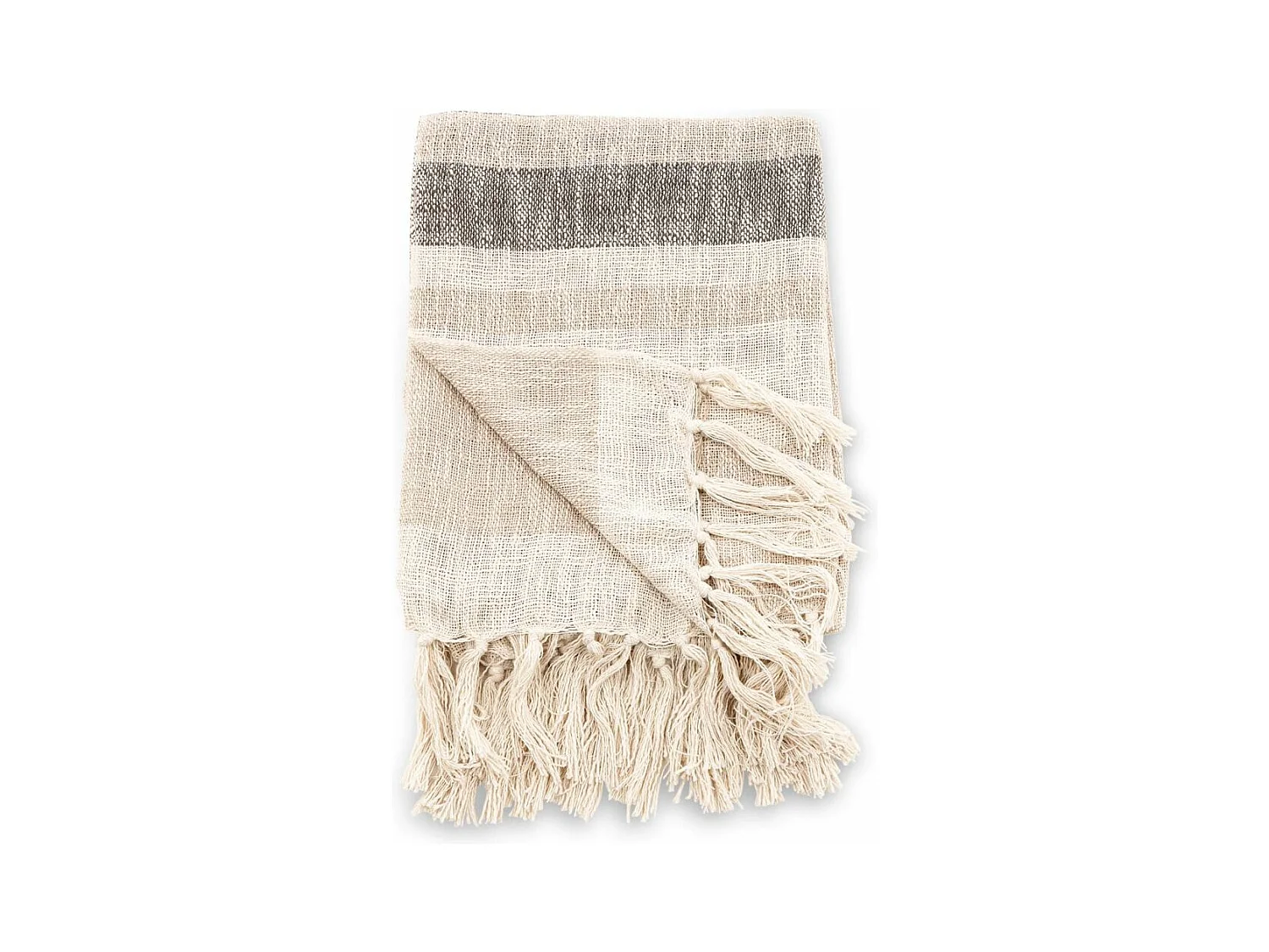 Plaid à Franges "Sandy" 130x170cm Beige