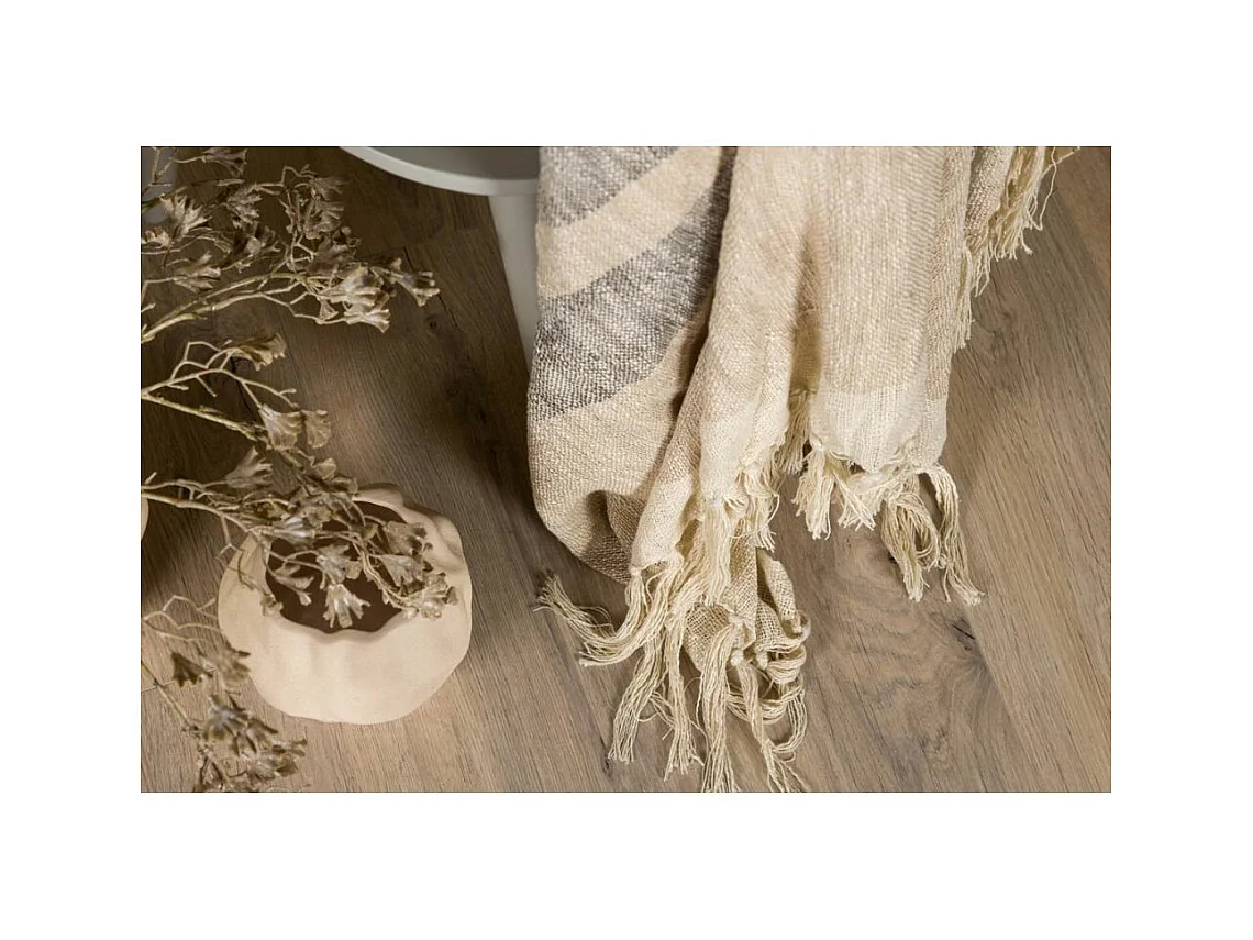 Plaid à Franges "Sandy" 130x170cm Beige