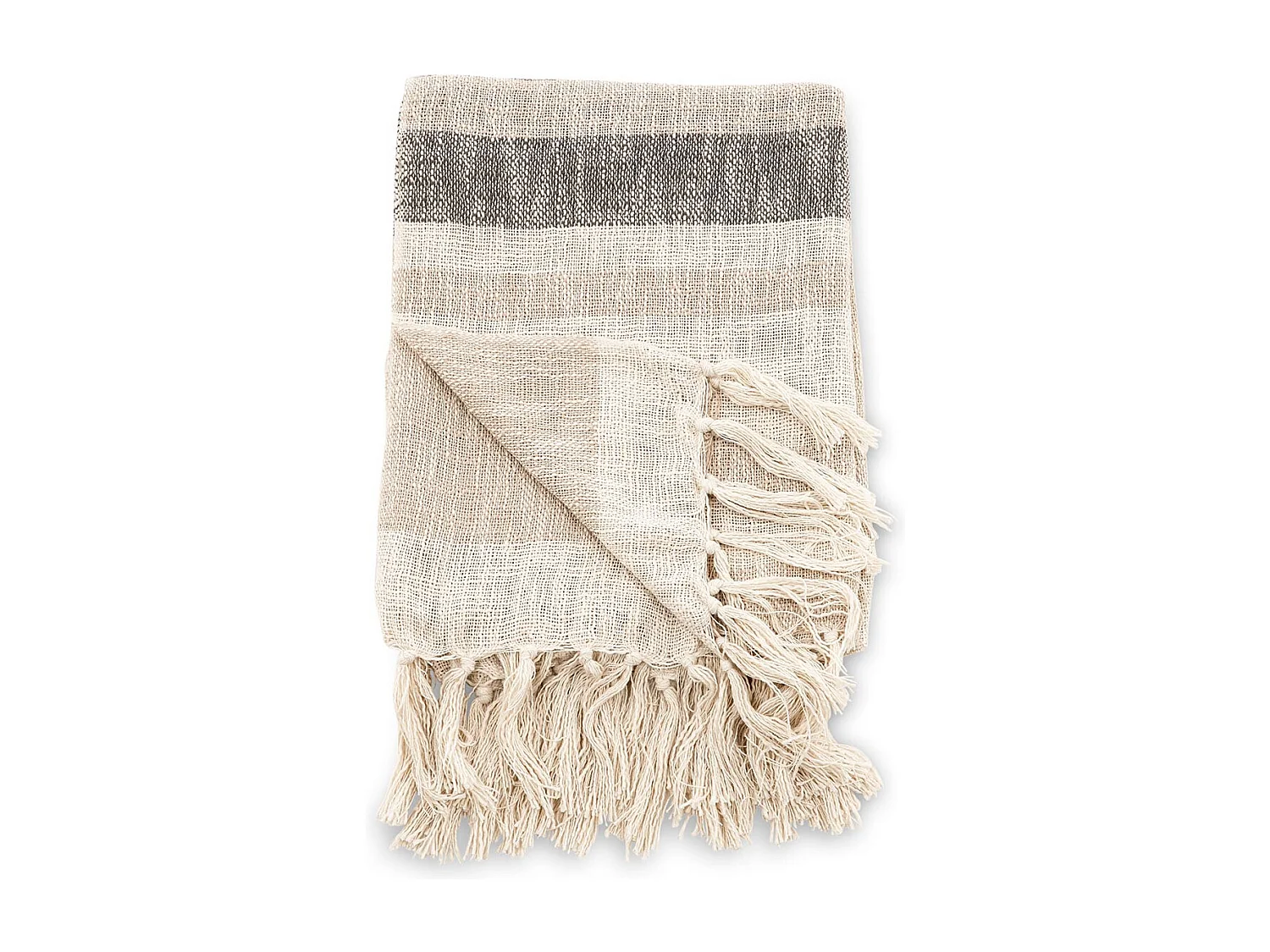 Plaid à Franges "Sandy" 130x170cm Beige