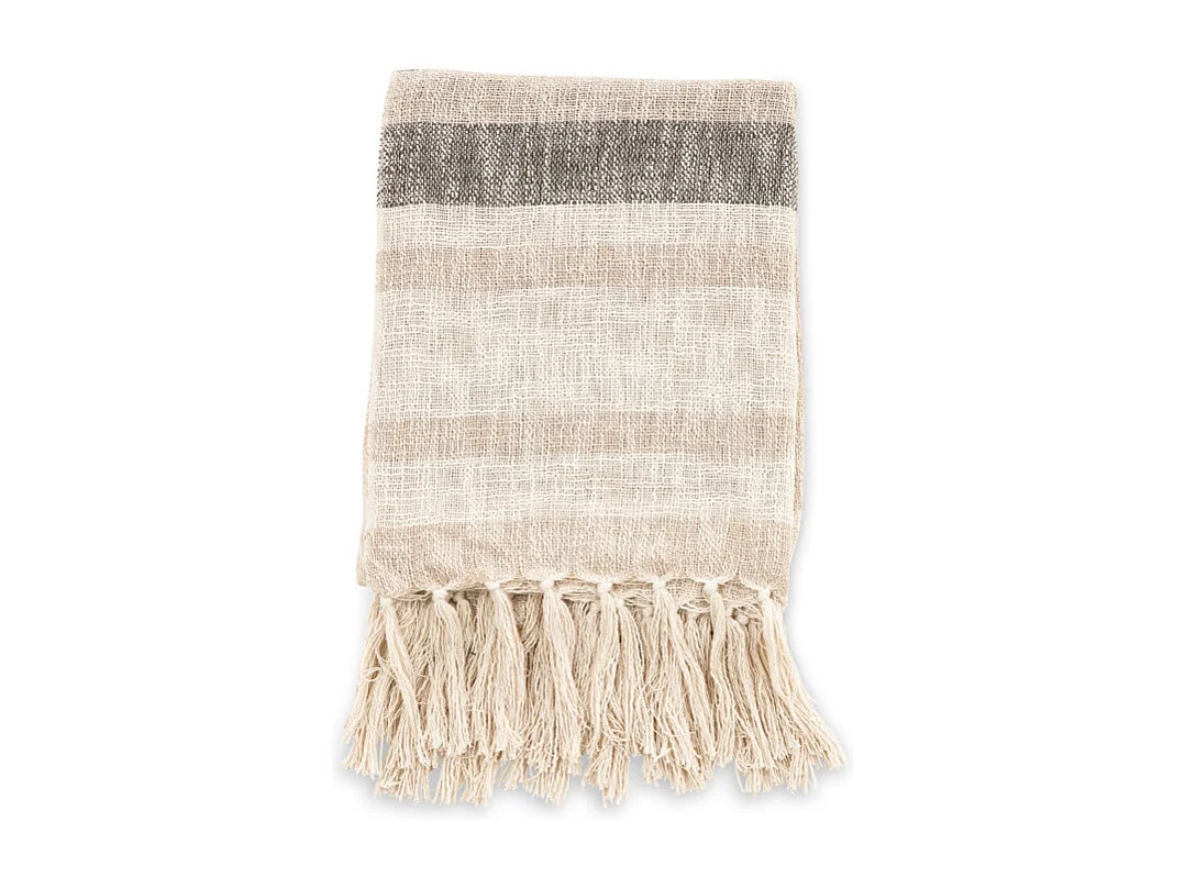 Plaid à Franges "Sandy" 130x170cm Beige