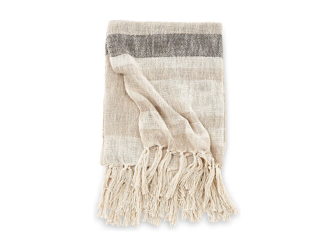 Plaid à Franges "Sandy" 130x170cm Beige