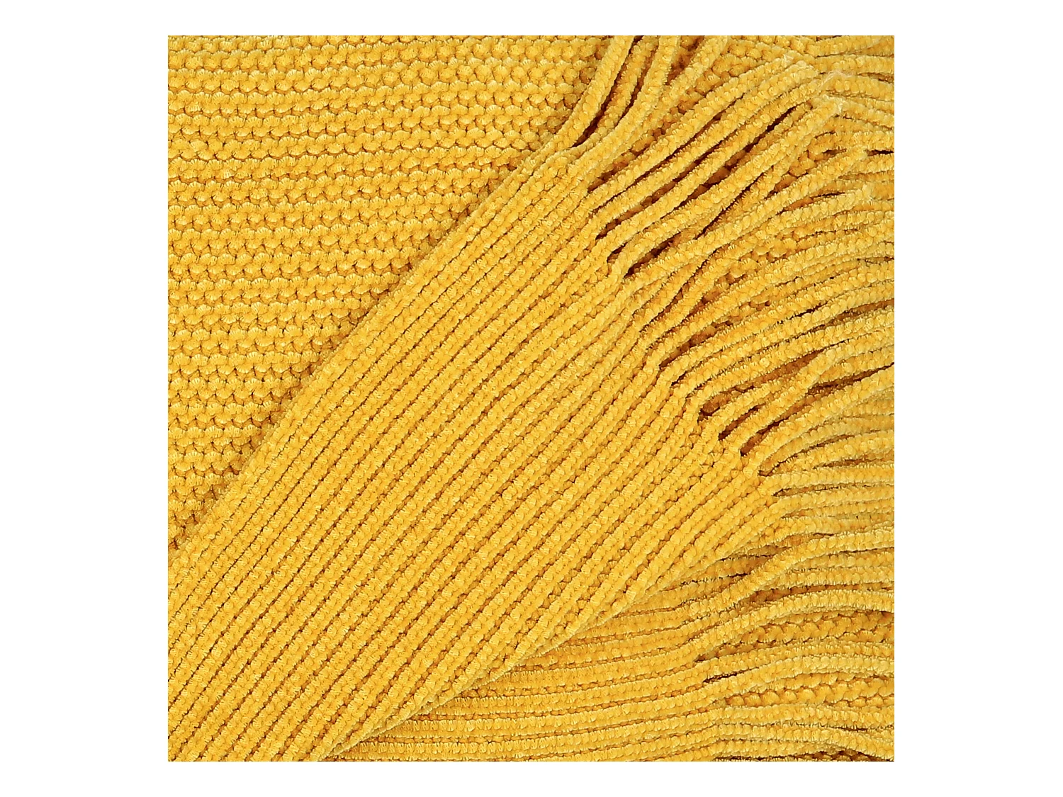 Plaid Chenille Frange Moutarde 120x150cm Jaune