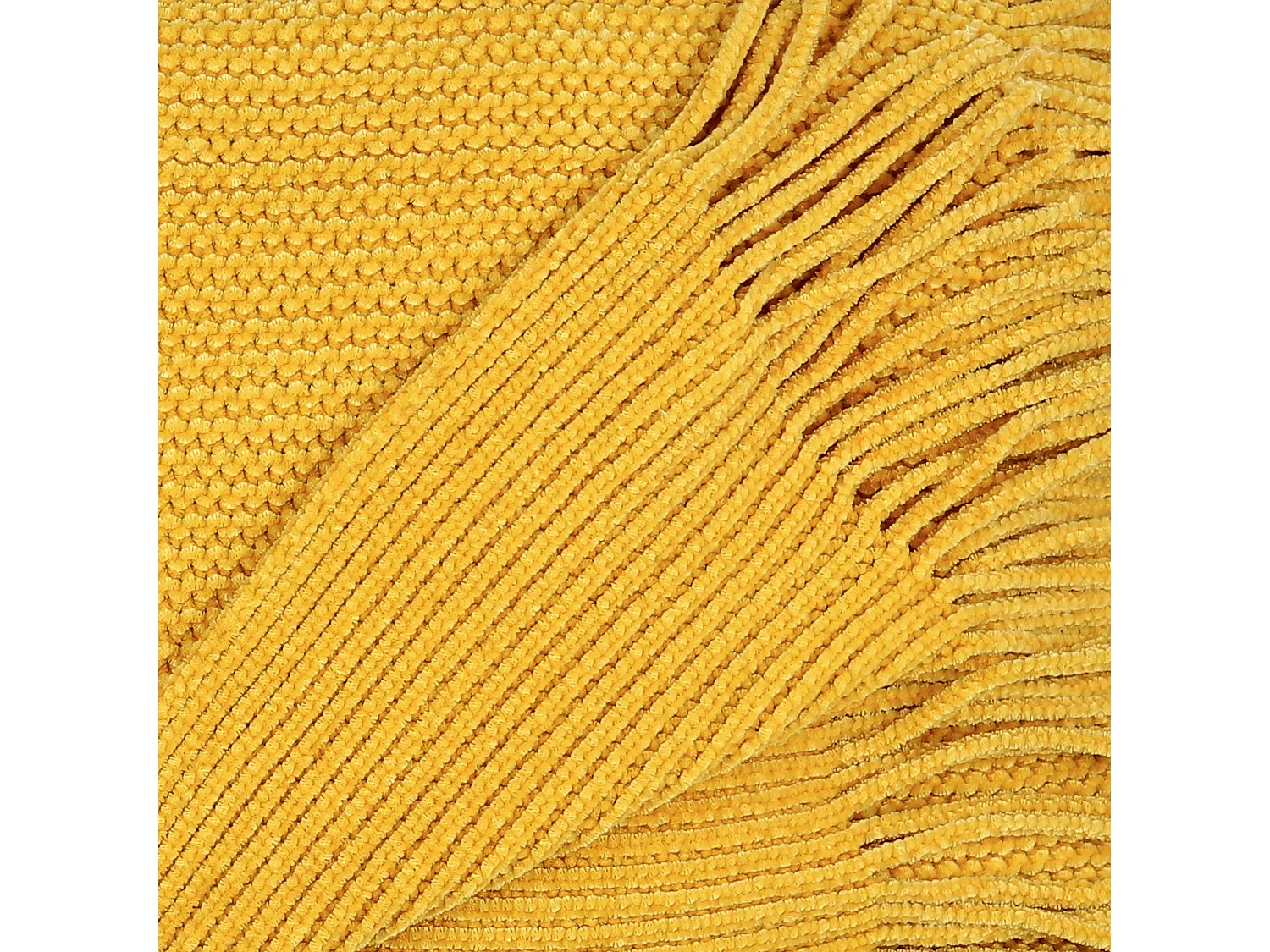 Plaid Chenille Frange Moutarde 120x150cm Jaune