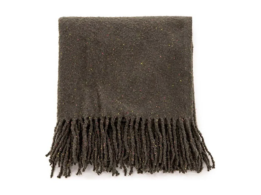 Plaid à Franges "Tilly" 130x170cm Gris Foncé