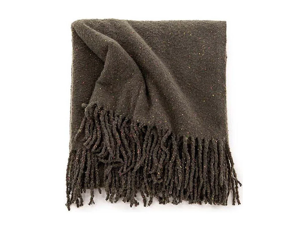 Plaid à Franges "Tilly" 130x170cm Gris Foncé