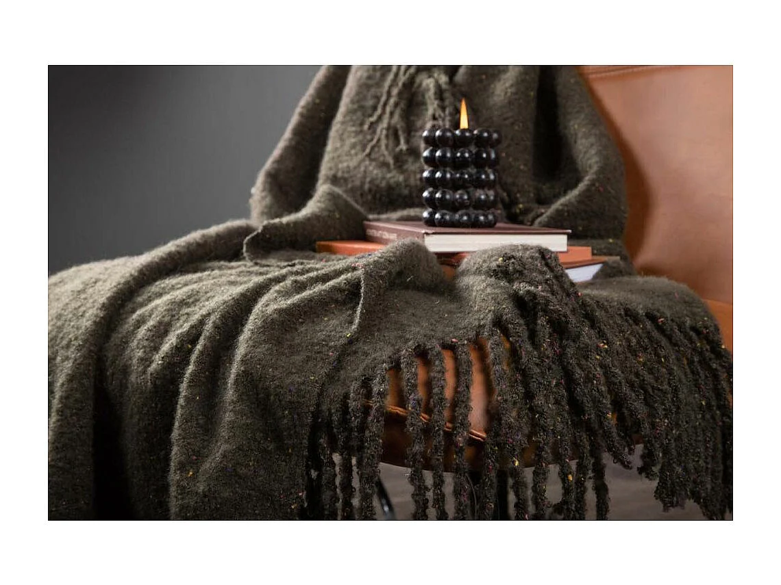 Plaid à Franges "Tilly" 130x170cm Gris Foncé