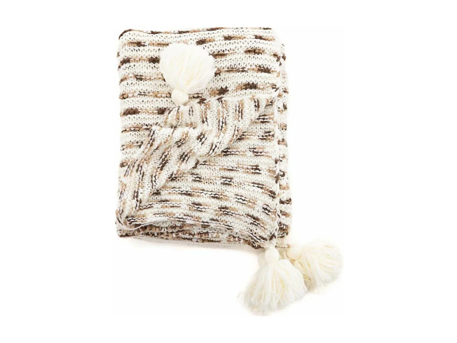 Plaid Avec Pompons "Unny" 130x170cm Marron