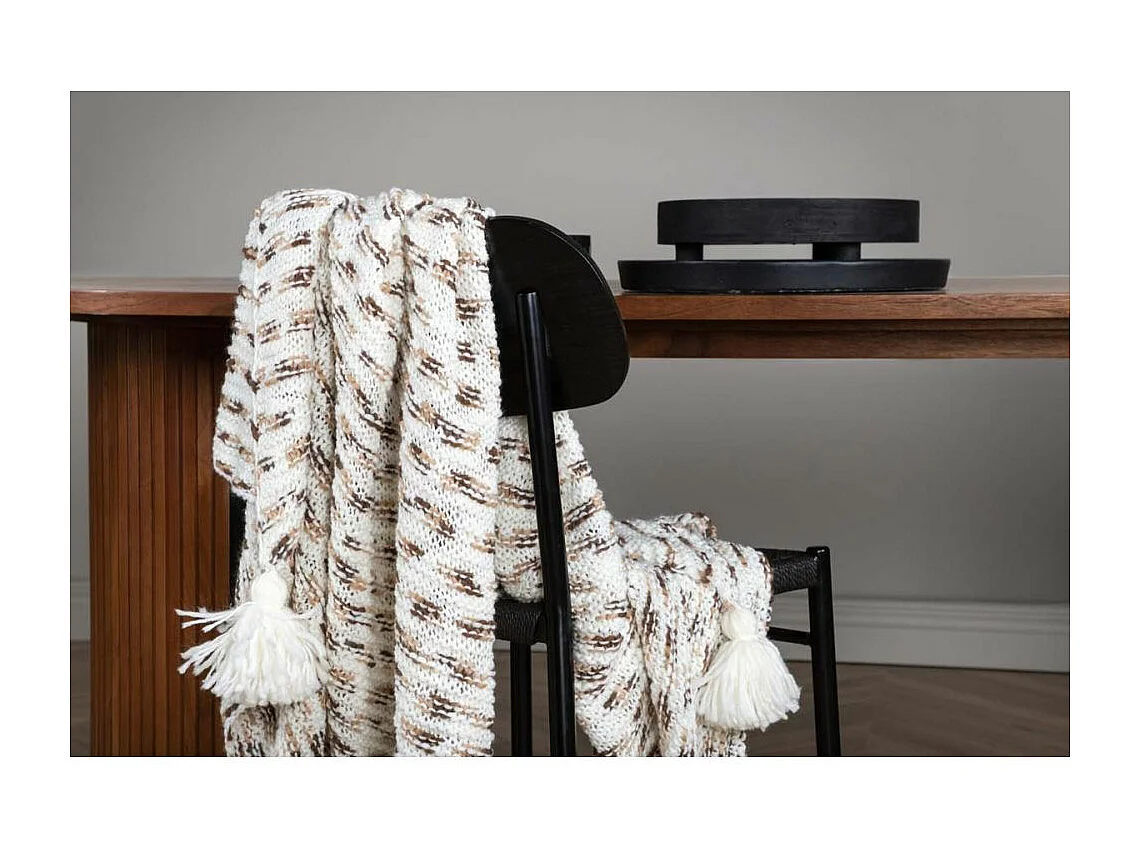 Plaid Avec Pompons "Unny" 130x170cm Marron