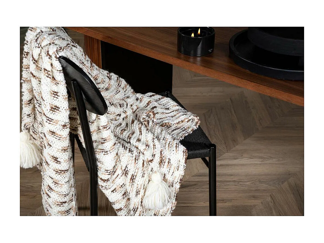 Plaid Avec Pompons "Unny" 130x170cm Marron