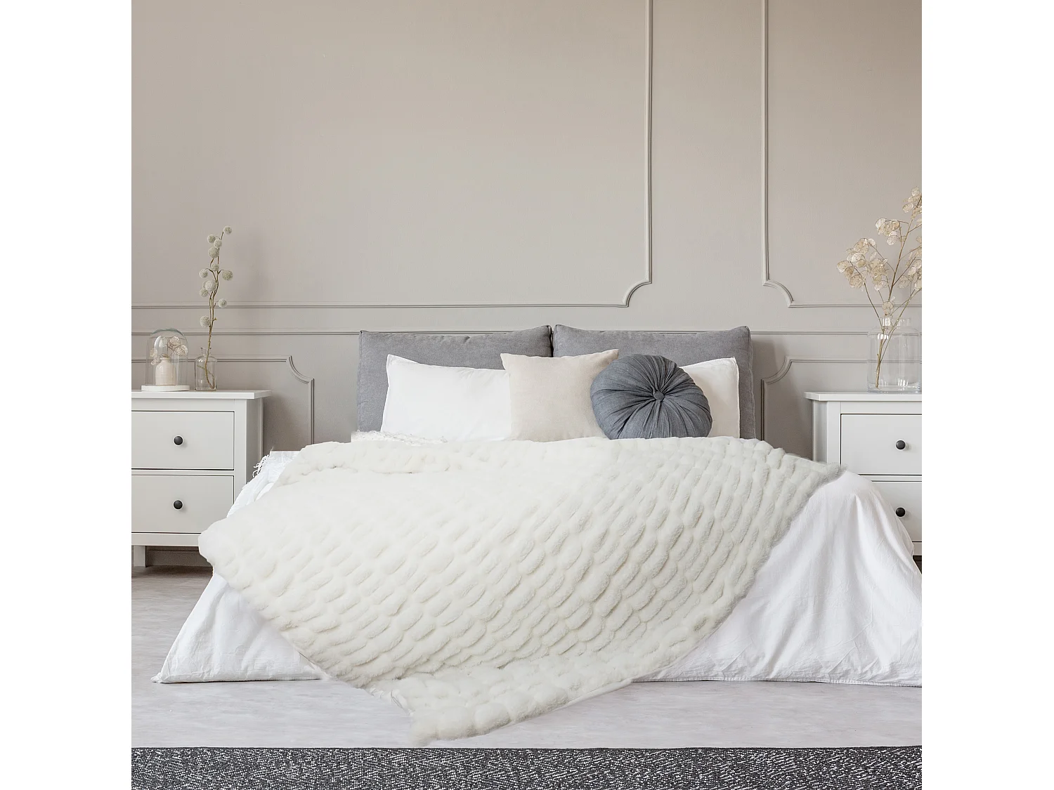 Plaid Imt Fourrure Luxury Blanc 140x200cm Blanc