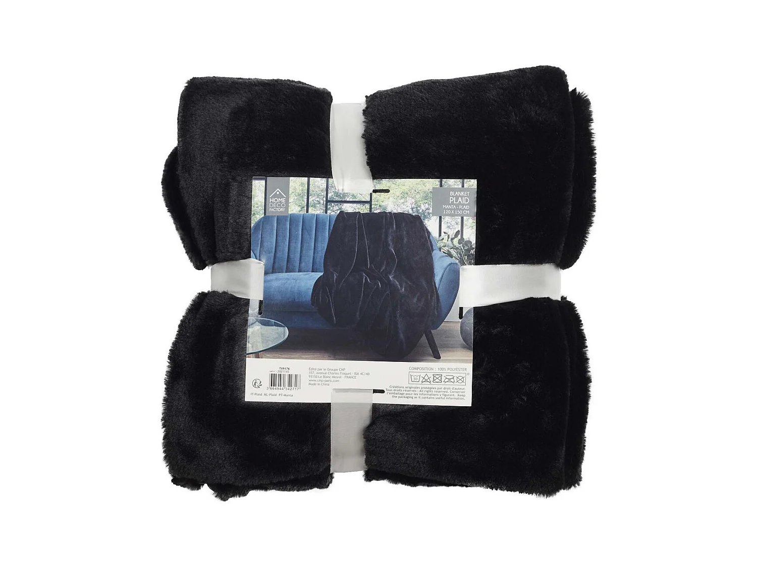 Plaid Imit Fourrure Opulence Noir 120x150cm Noir