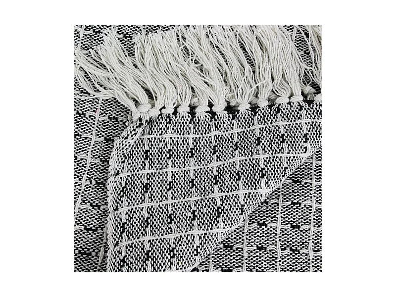 Plaid Ethnique à Franges "Pointillé" 120x150cm Écru