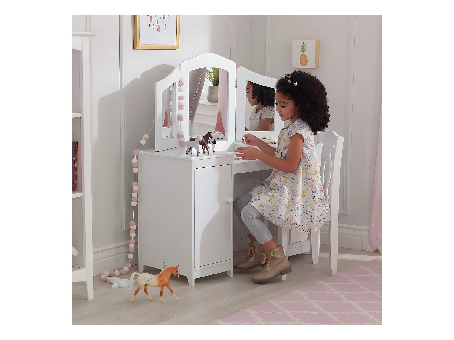 Tocador de madera grande para niños