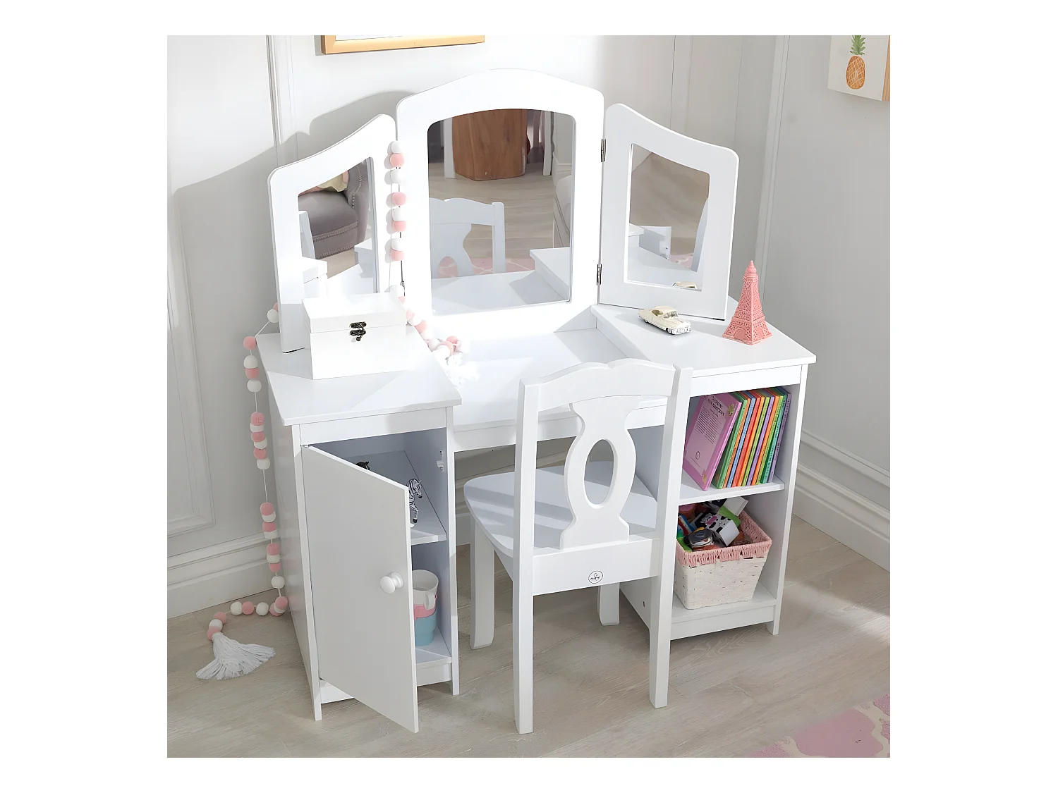 Tocador de madera grande para niños