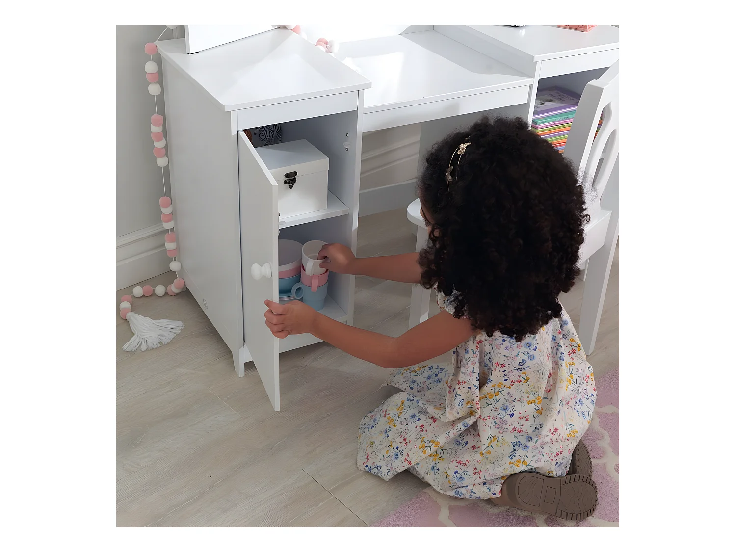 Tocador de madera grande para niños