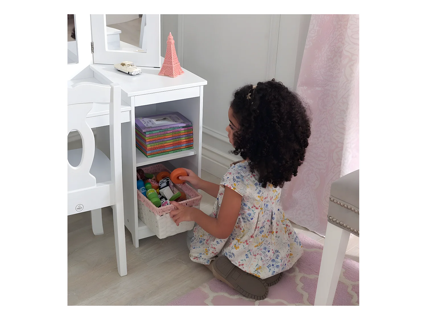 Tocador de madera grande para niños