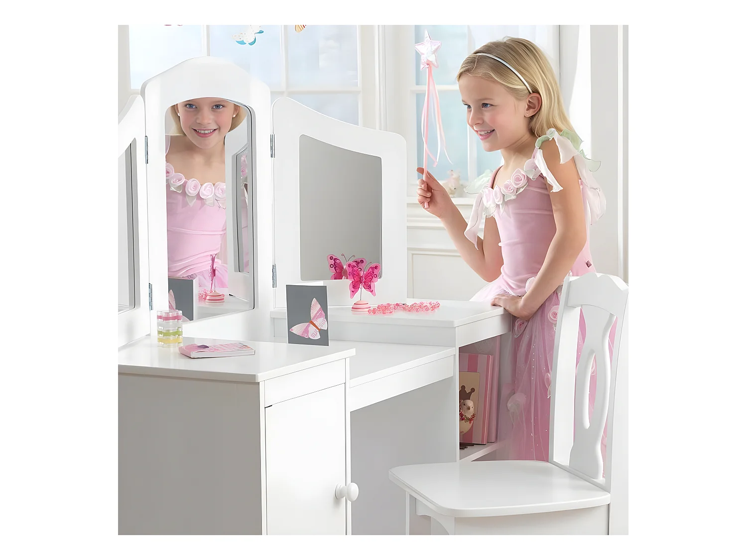 Tocador de madera grande para niños