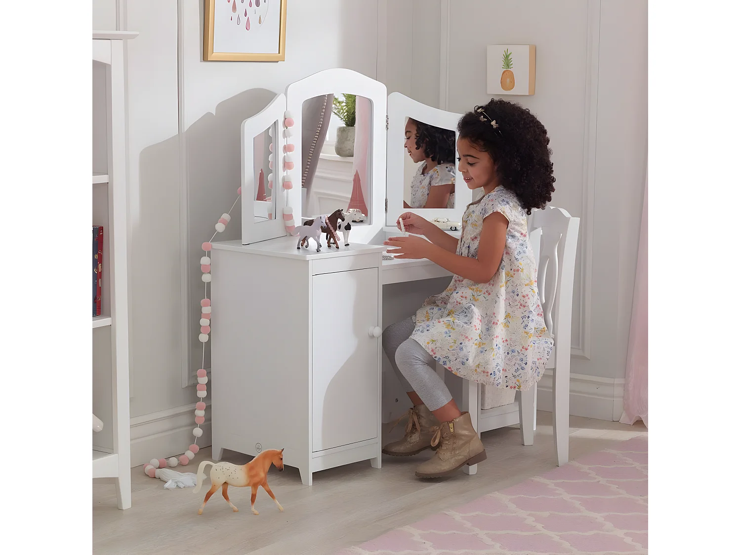 Tocador de madera grande para niños