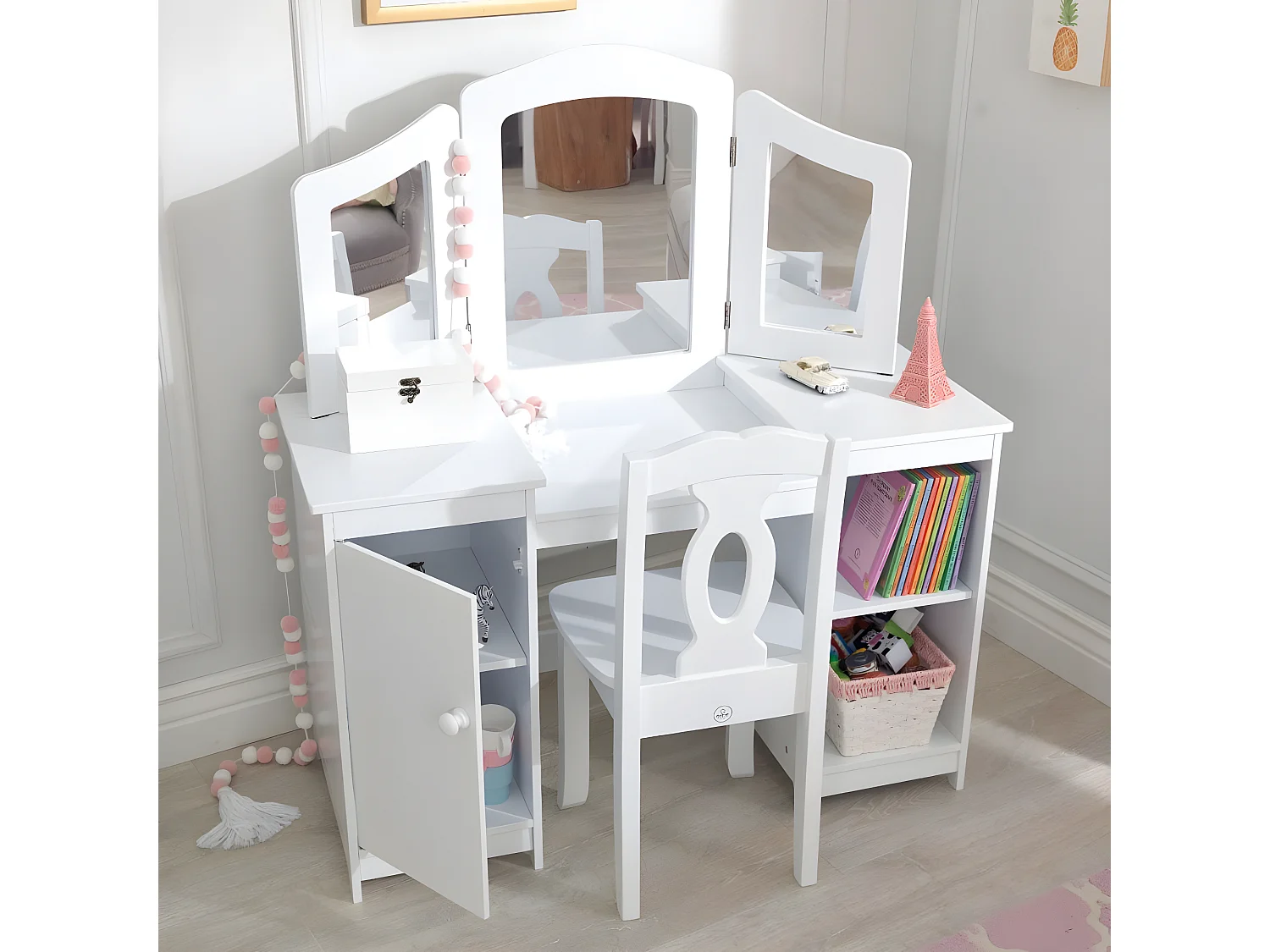 Tocador de madera grande para niños