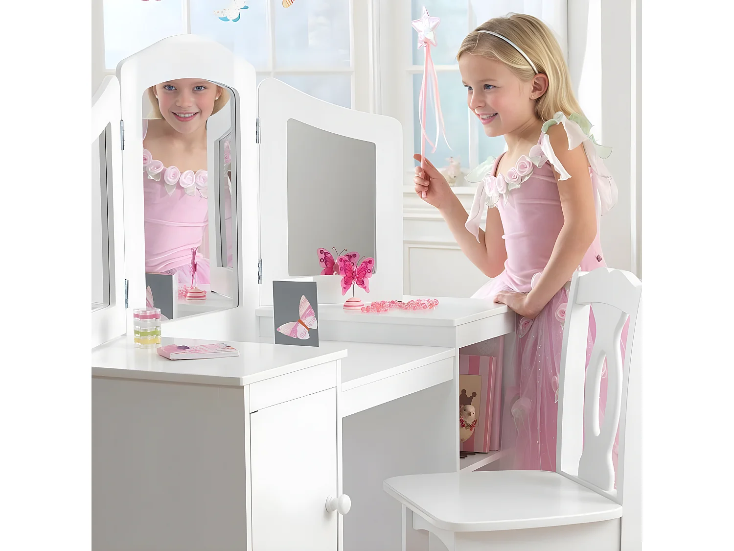 Tocador de madera grande para niños