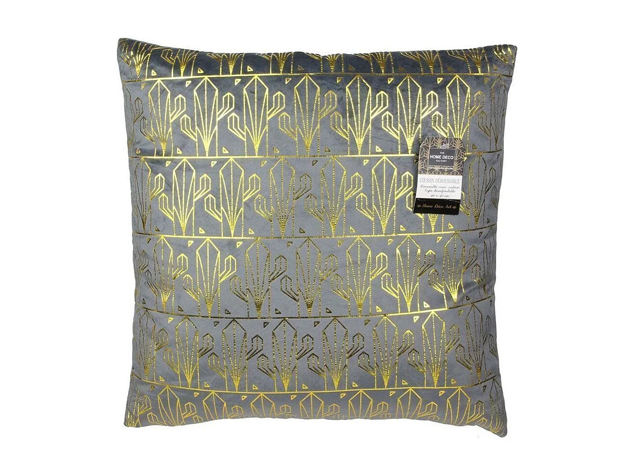 Cuscino in velluto stampato oro sfoderabile 40 cm Grigio