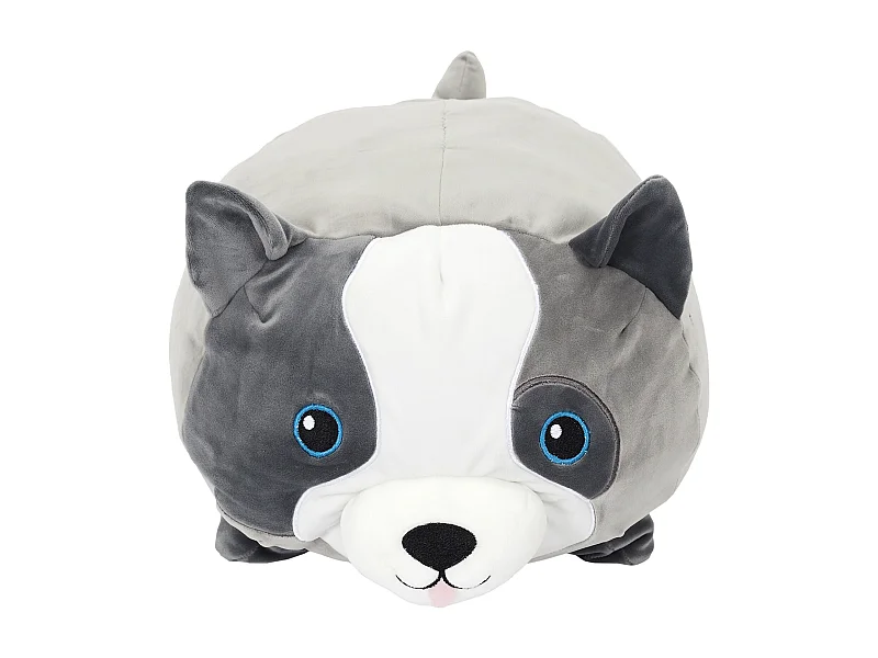 Peluche Coussin Chien 3ocm Gris, Blanc