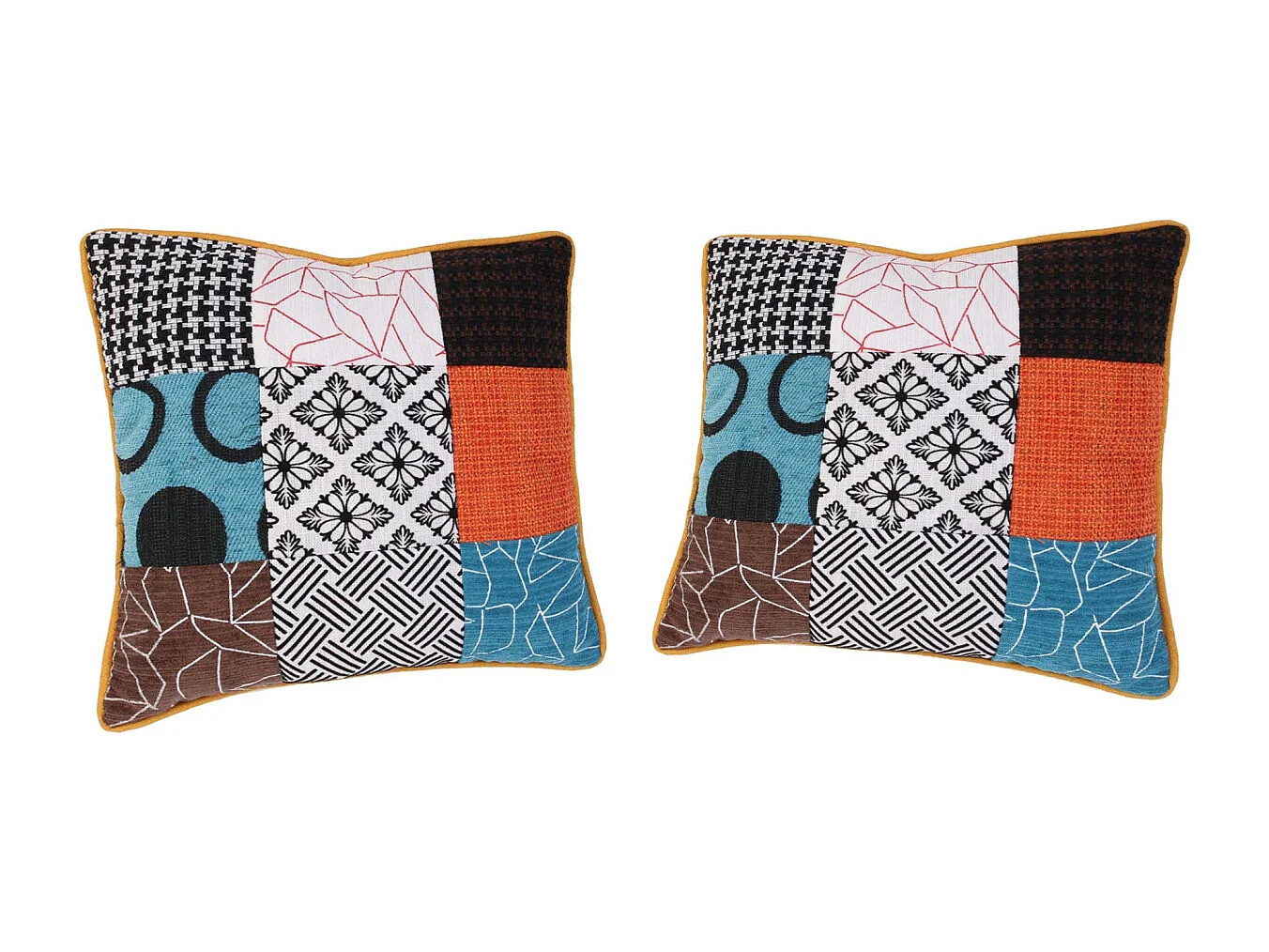 Patchwork-Kissen aus Stoff mit abnehmbarem Bezug 40x40 cm (Satz von 2)