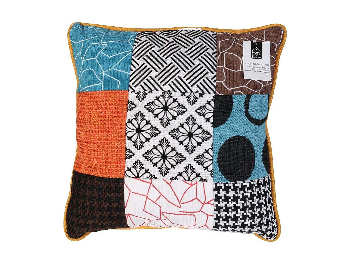 Patchwork-Kissen aus Stoff mit abnehmbarem Bezug 40x40 cm (Satz von 2)