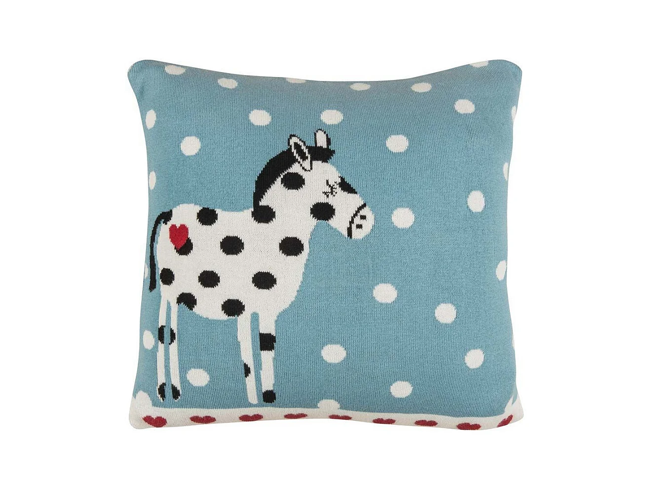 Housse de coussin en coton bio 35 x 35 cheval à pois