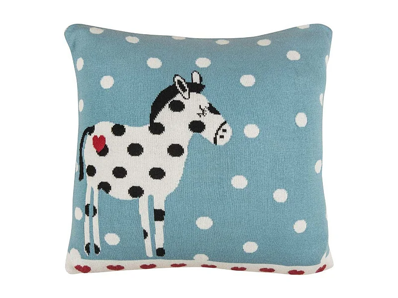 Housse de coussin en coton bio 35 x 35 cheval à pois