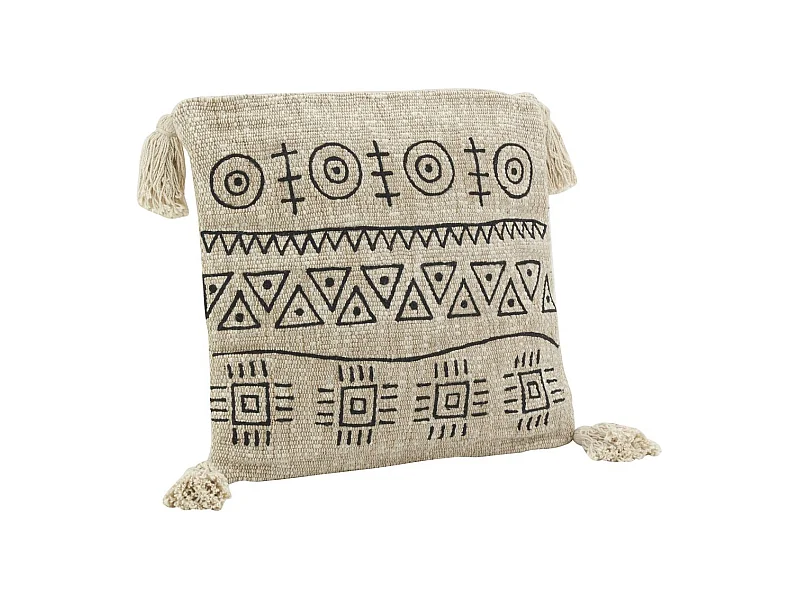 Coussin en jute et coton brodé