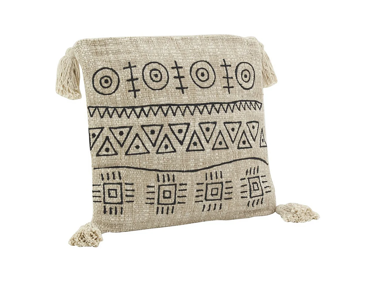 Coussin en jute et coton brodé