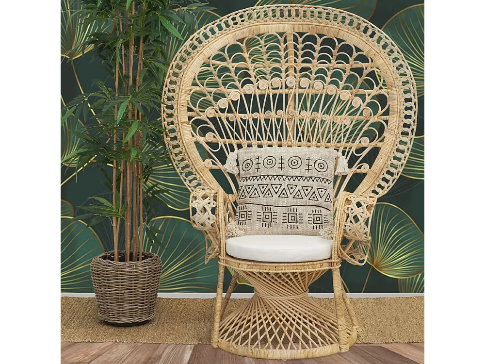 Coussin en jute et coton brodé