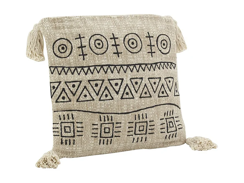 Coussin en jute et coton brodé