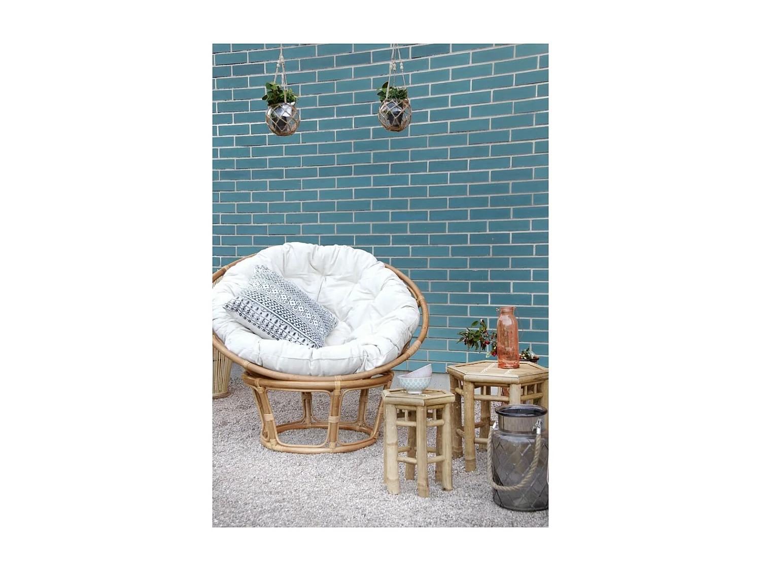 Coussin bleu et blanc en coton (Lot de 2) 50 x 50 cm