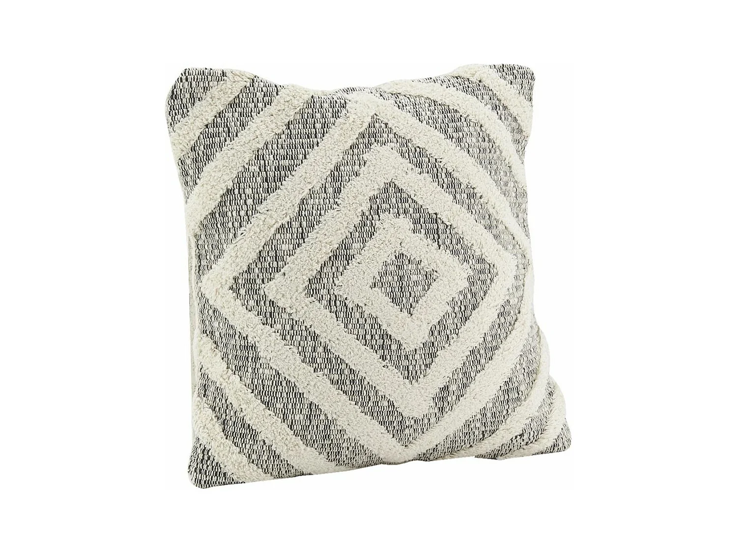 Coussin en coton écru et beige Losanges