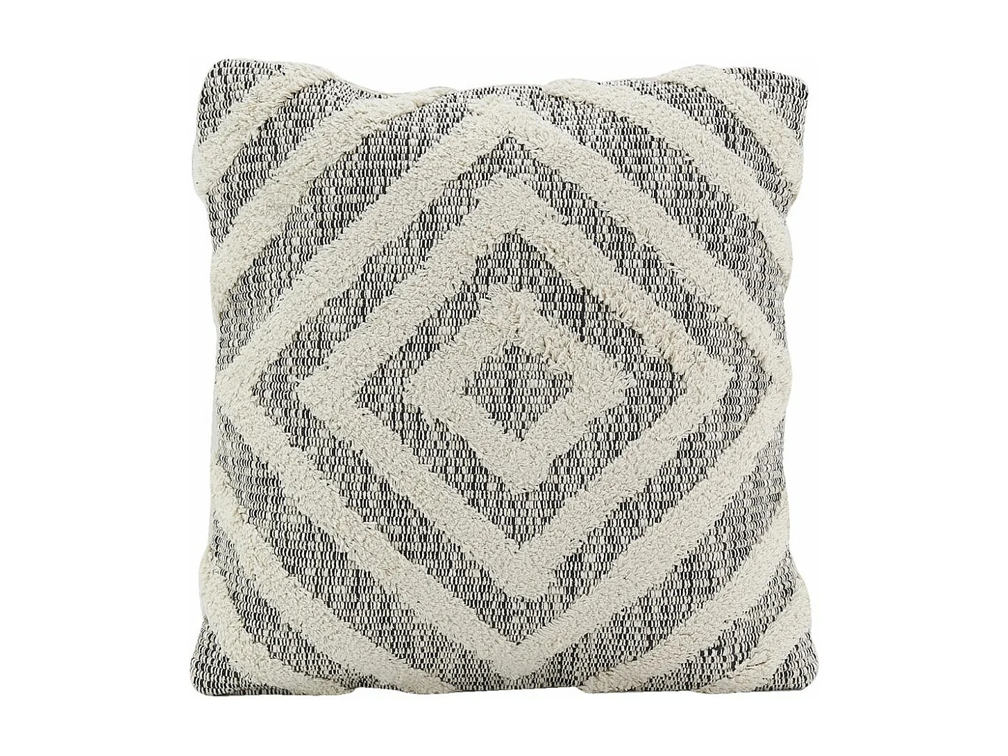 Coussin en coton écru et beige Losanges