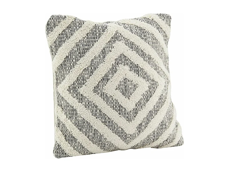 Coussin en coton écru et beige Losanges